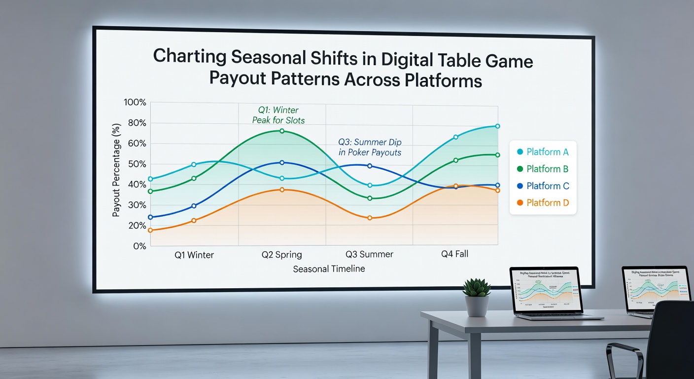 Analytics dashboard comparing payout rates for table games across seasons on different sites
