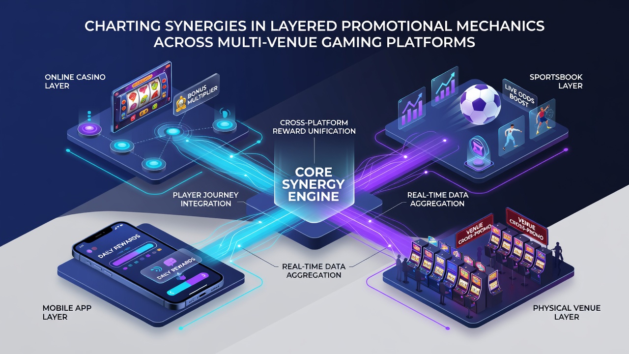 Infographic illustrating reward flow between digital interfaces and physical gaming floors with layered bonus tiers
