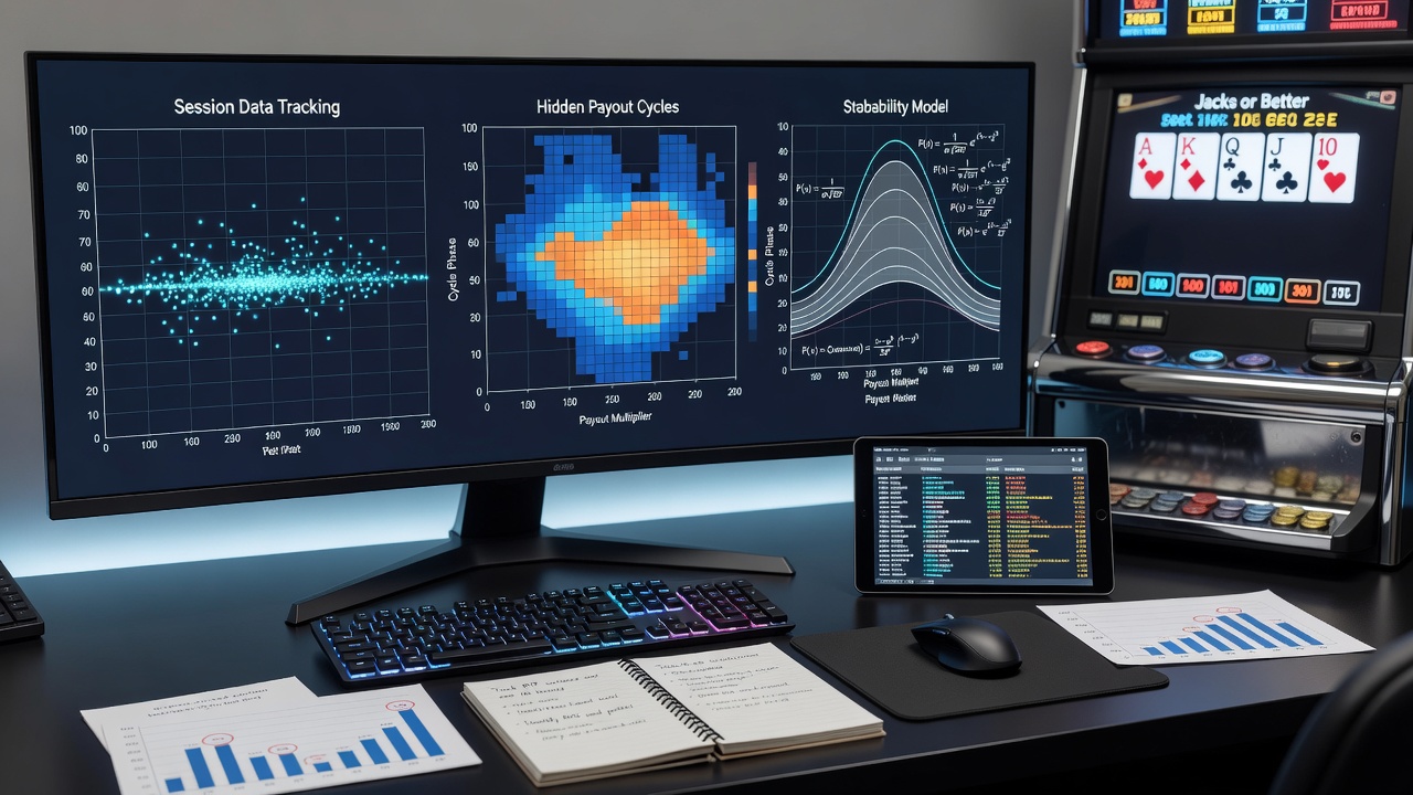 Heat map visualization of video poker probability cycles illustrating payout clusters and variance periods