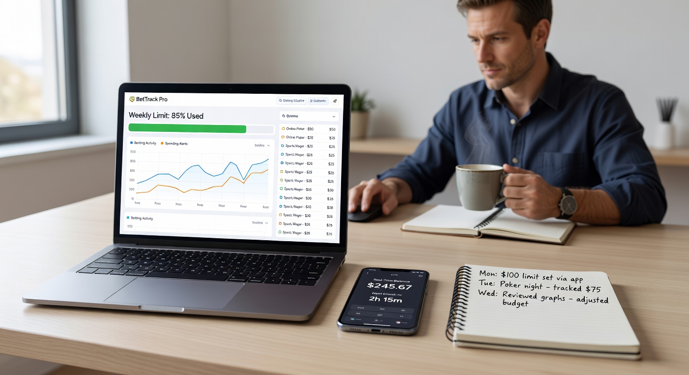 User reviewing detailed gambling statistics on a tablet during a quiet moment at home