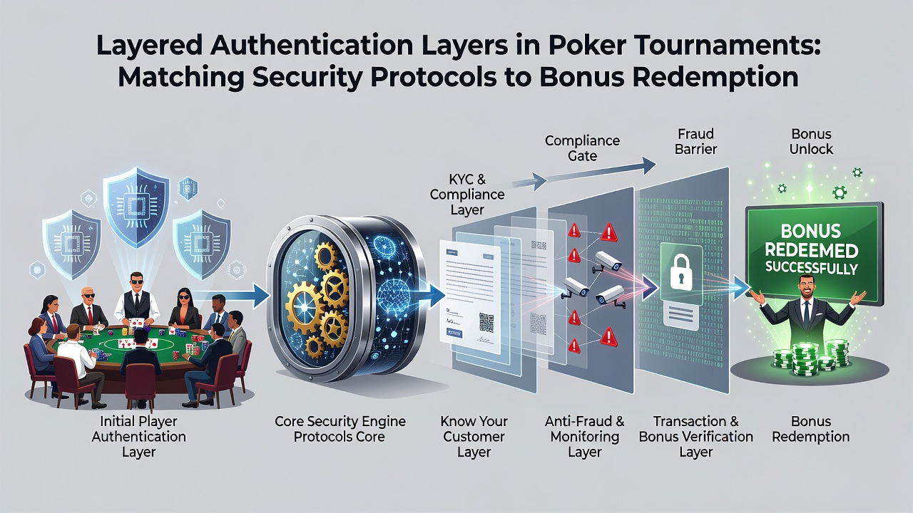 Secure poker platform dashboard showing synchronized authentication status and active bonus redemption countdown