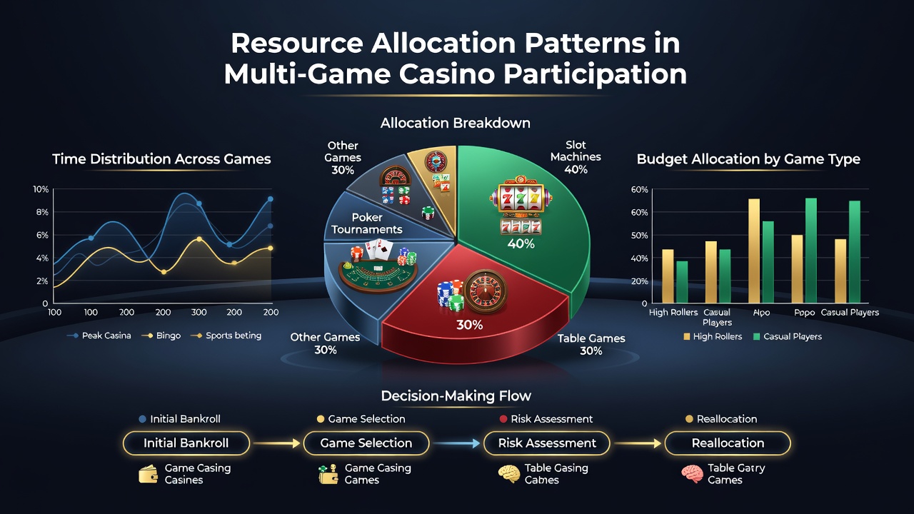 Detailed view of casino chips, betting slips, and digital screens displaying game statistics used for tracking resource distribution