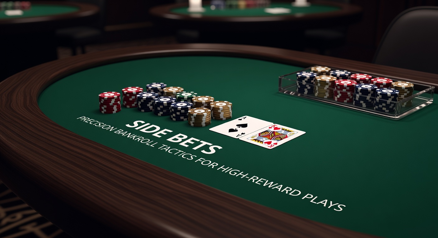 Graph illustrating bankroll fluctuations during blackjack sessions with side bets, showing peaks from high-reward hits amid typical variance