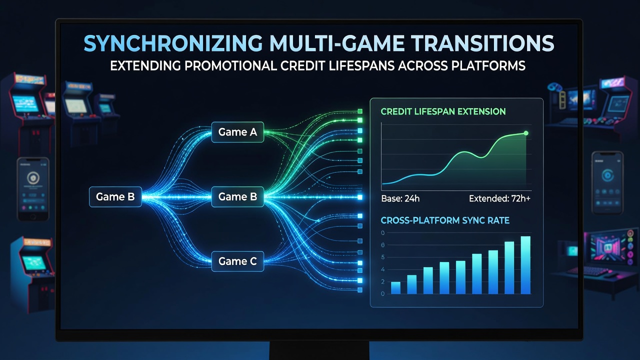 Diagram depicting API connections and credit synchronization between casino platforms