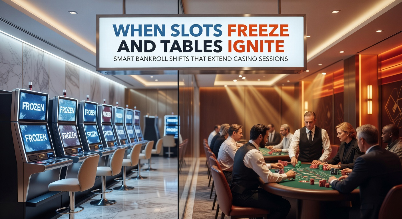 Casino floor showing slot machines and lively blackjack tables under bright lights, illustrating the shift from cold slots to engaging table games